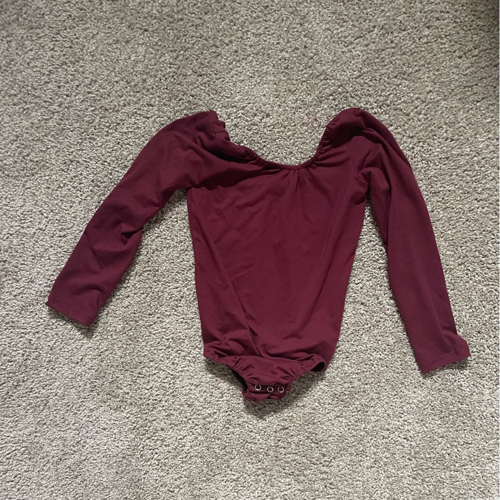 Wine colored long sleeved bodysuit